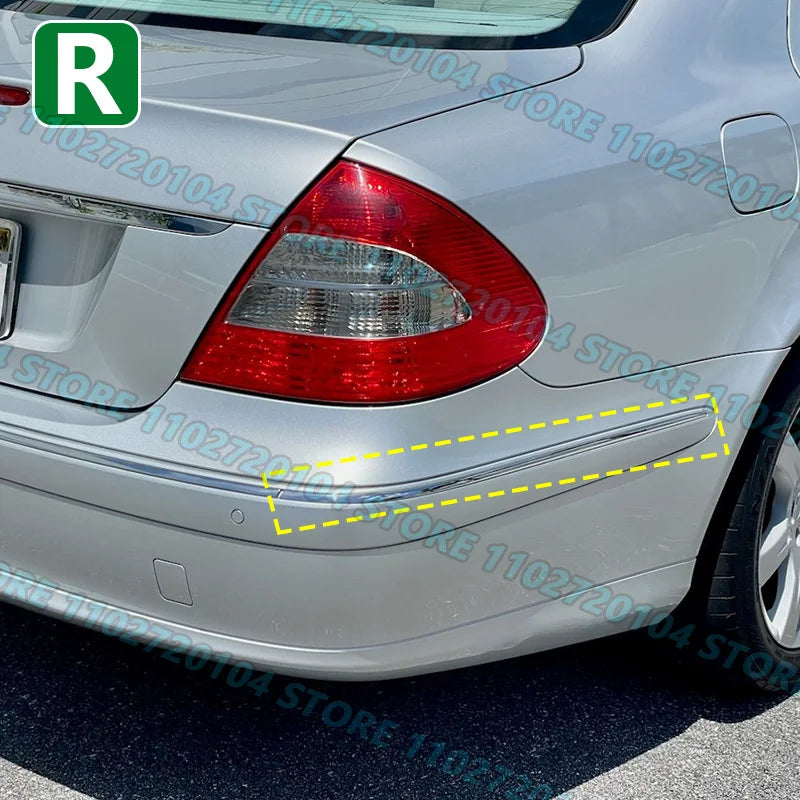 for 2007-2009 W211 Mercedes Benz E320 E350 E550, E63 AMG Front Rear Bumper Chrome Strip Trim 2118852321 2118852721 2118850221