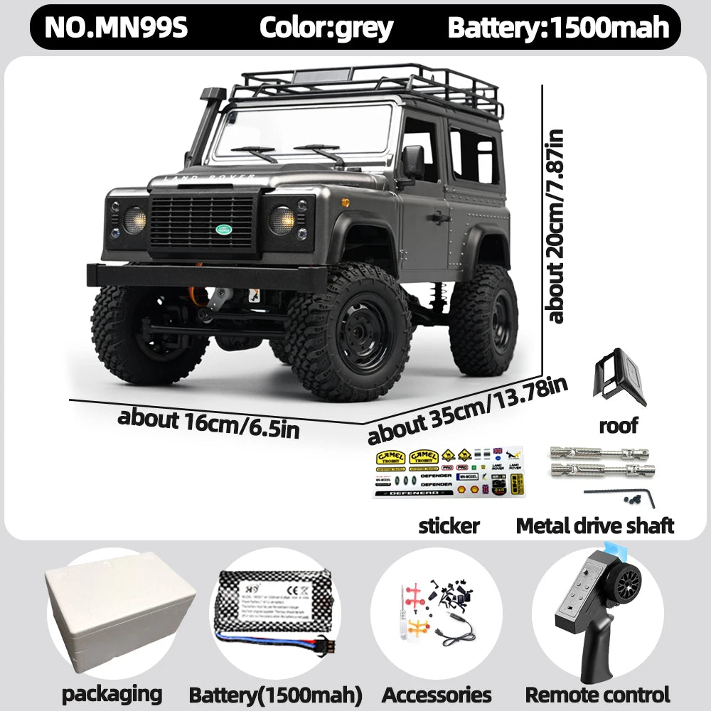 New MN MN99S MN98 1:12 RTR RC Rock Crawler 2.4G 4WD Land Rover Defender Simulated Remote Control Off-Road Truck Toy