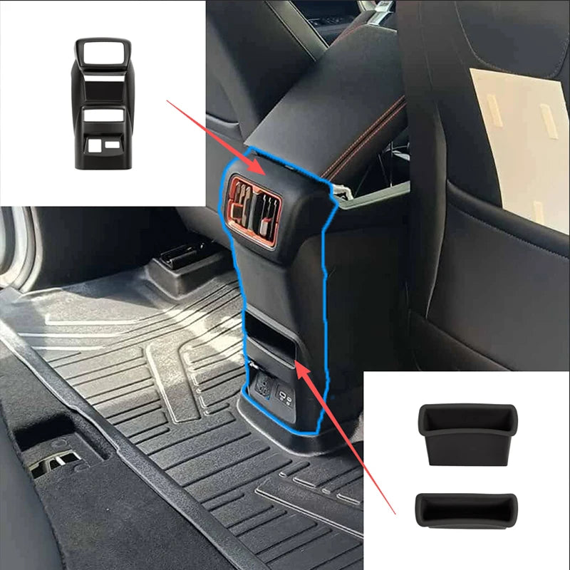 For BYD Shark 6 Accessories Rear Air Vent Cover Armrest Back Anti-kick Protective Panel ABS Material Matte Black Car Accessories