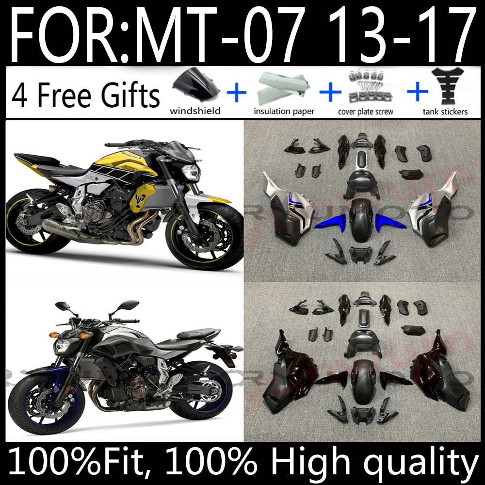 ABS Injection Full Fairing Body Kit Fit For 2012 - 2017 For Yamaha MT07 FZ07 MT-07 Set MT 07 FZ 07 2013 2014 2015 2016 fairings