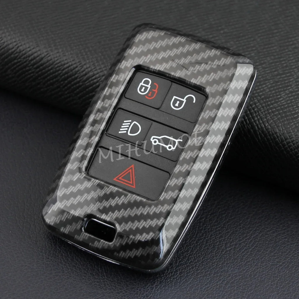 Carbon Fiber Car Key Fob Cover Chain Case For Land Range Rover Sport Evoque Velar Discovery Defender 90 110 130 Jaguar XE XF