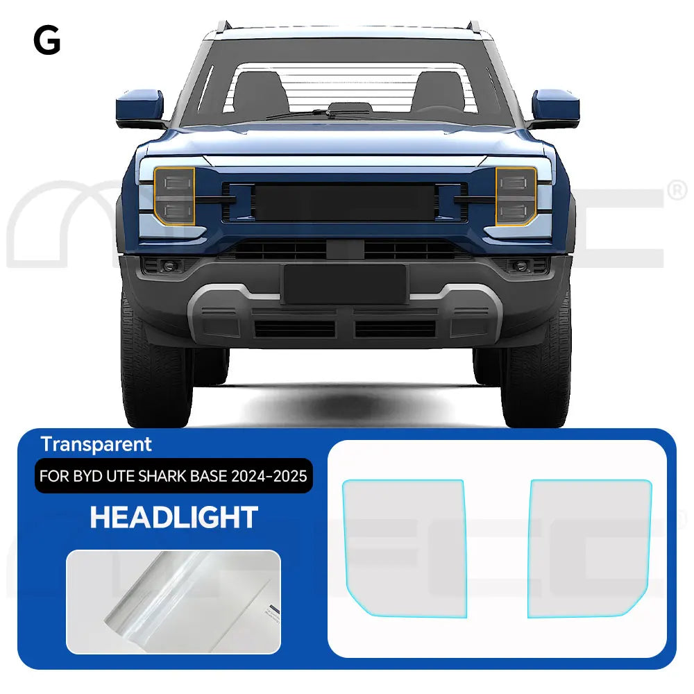 For BYD Ute Shark Base 2024-2026 Headlight Rearview TPU Protection Film Anti-scratch Pre-cut Clear PPF Resistant Invisible Cover