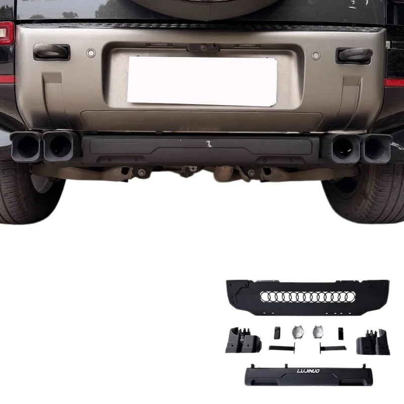 For  Land Rover Defender 90 110 Quad Square Exhaust Tip Rear Lower Guard Plate Exterior Performance Mod Parts