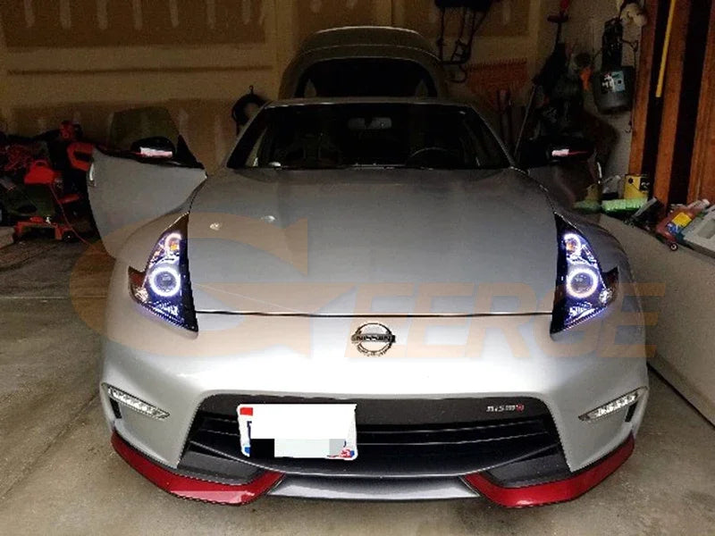 طقم حلقات هالو على شكل عيون ملائكة، مصابيح COB LED فائقة السطوع ممتازة، لسيارة نيسان 370Z 370 Z Z34 فيرليدي 2009 - 2020 ضوء نهاري