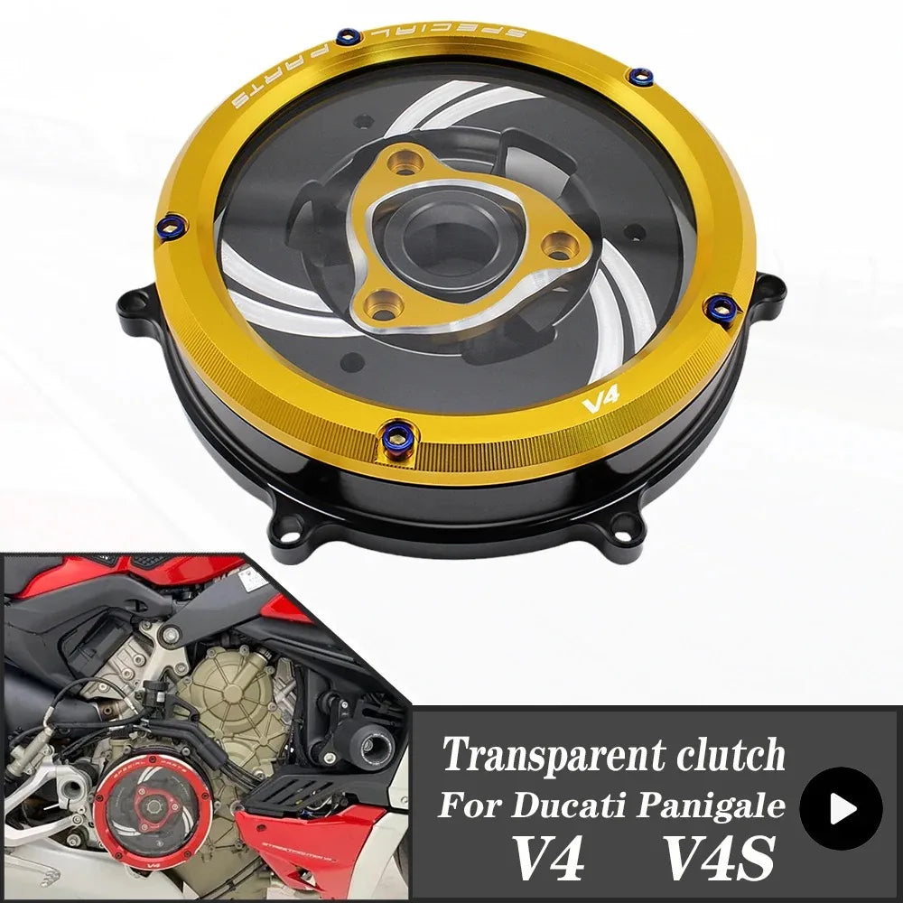 For DUCATI Panigale V4 1100 2018-2023 V4S 18-23 Clutch Transparent Engine Side Protection Cover Refitted Aluminum