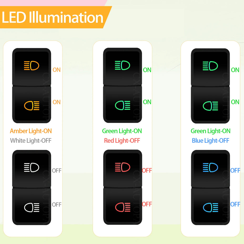 Customize 2-IN-1 Push Button Switch 12V 3A For Toyota FJ Land Cruiser Y61 Prado 120 LC100 4Runner Tacoma Hilux Switch 39x21mm