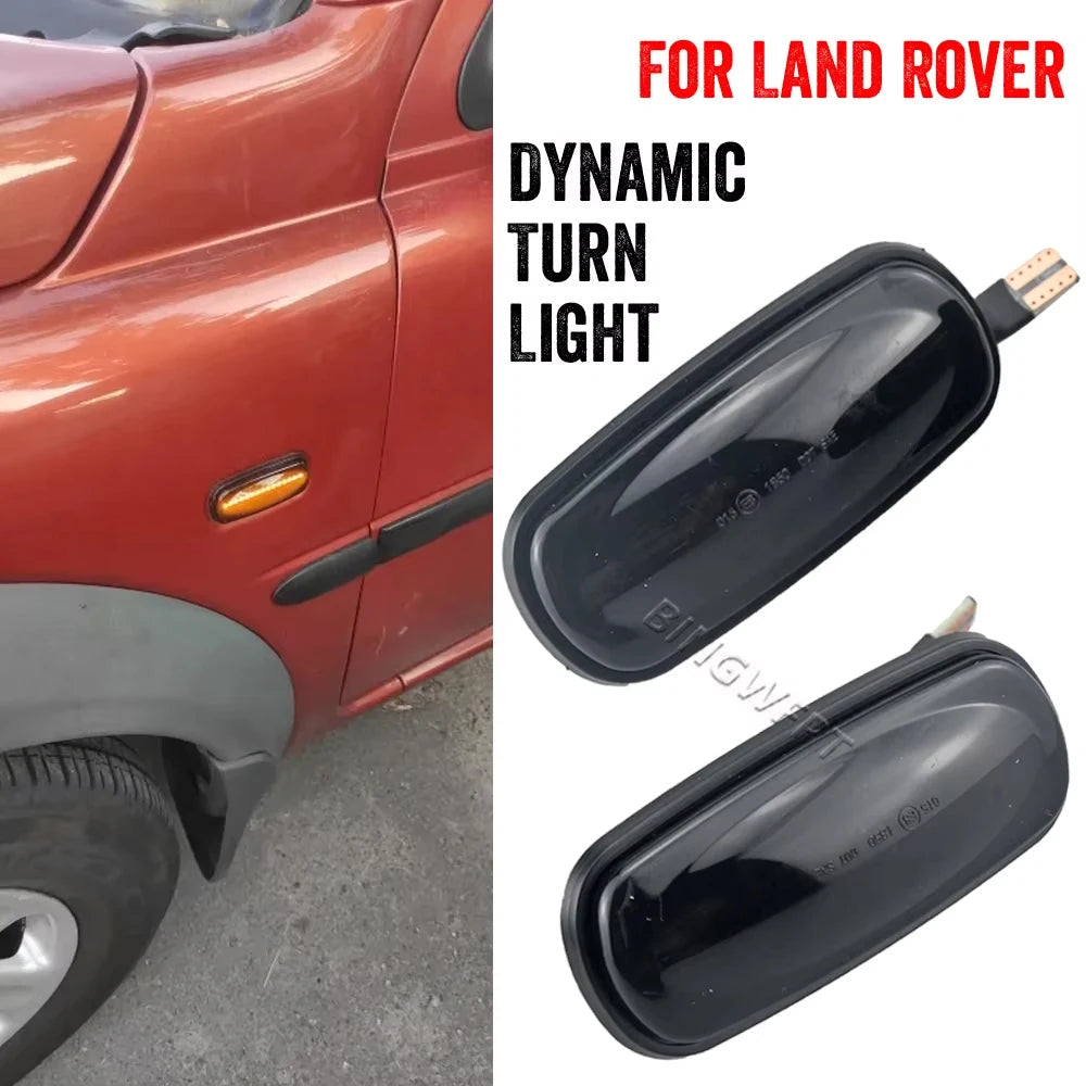 2PCS Dynamic Flowing LED Side Marker Light For Land Rover Discovery 2 1999-2004 Defender Freelander 1 2002-2005