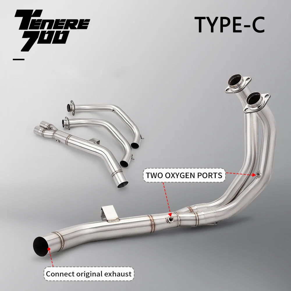 For Yamaha TENERE 700 T700 2019-2025 T7 XTZ 690 700 Motorcycle Exhaust Manifold Front Pipe Fit Original Escape Muffler