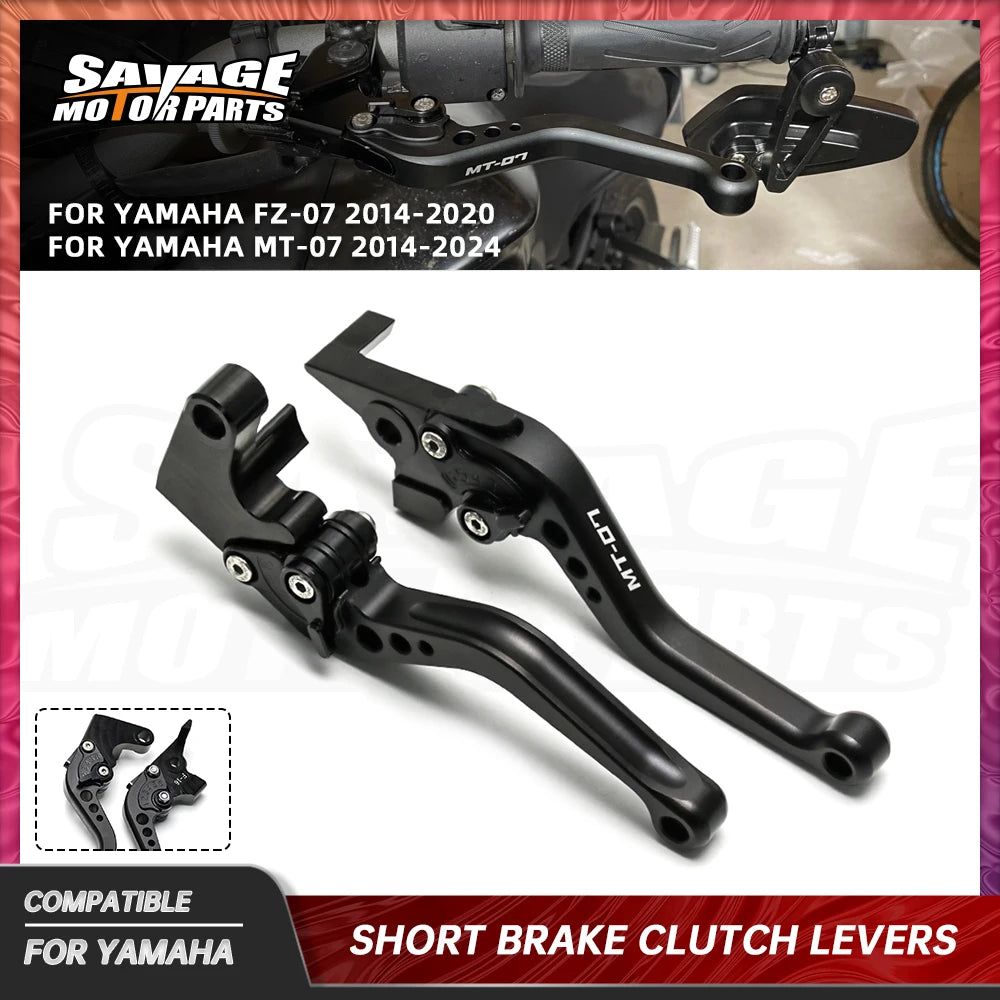 2024 MT-07 Short Brake Clutch Levers For Yamaha FZ-07 MT07 2014-2023 Motorcycle Accessories Adjustable Front Control Handles