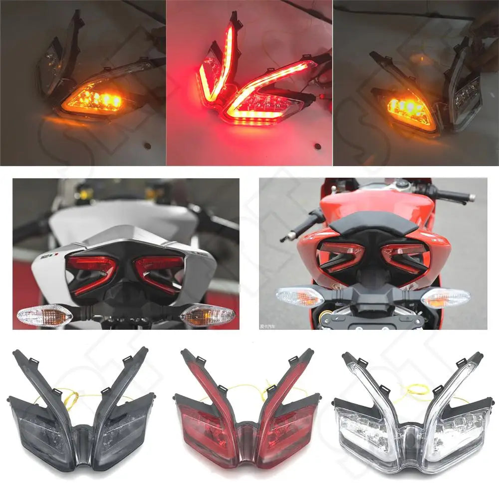 Fits for Ducati 1299 1199 Panigale 959 899 ABS 2016-2019 Motorcycle LED Taillight Rear Brake Turn Signal Integrated Tail Lights