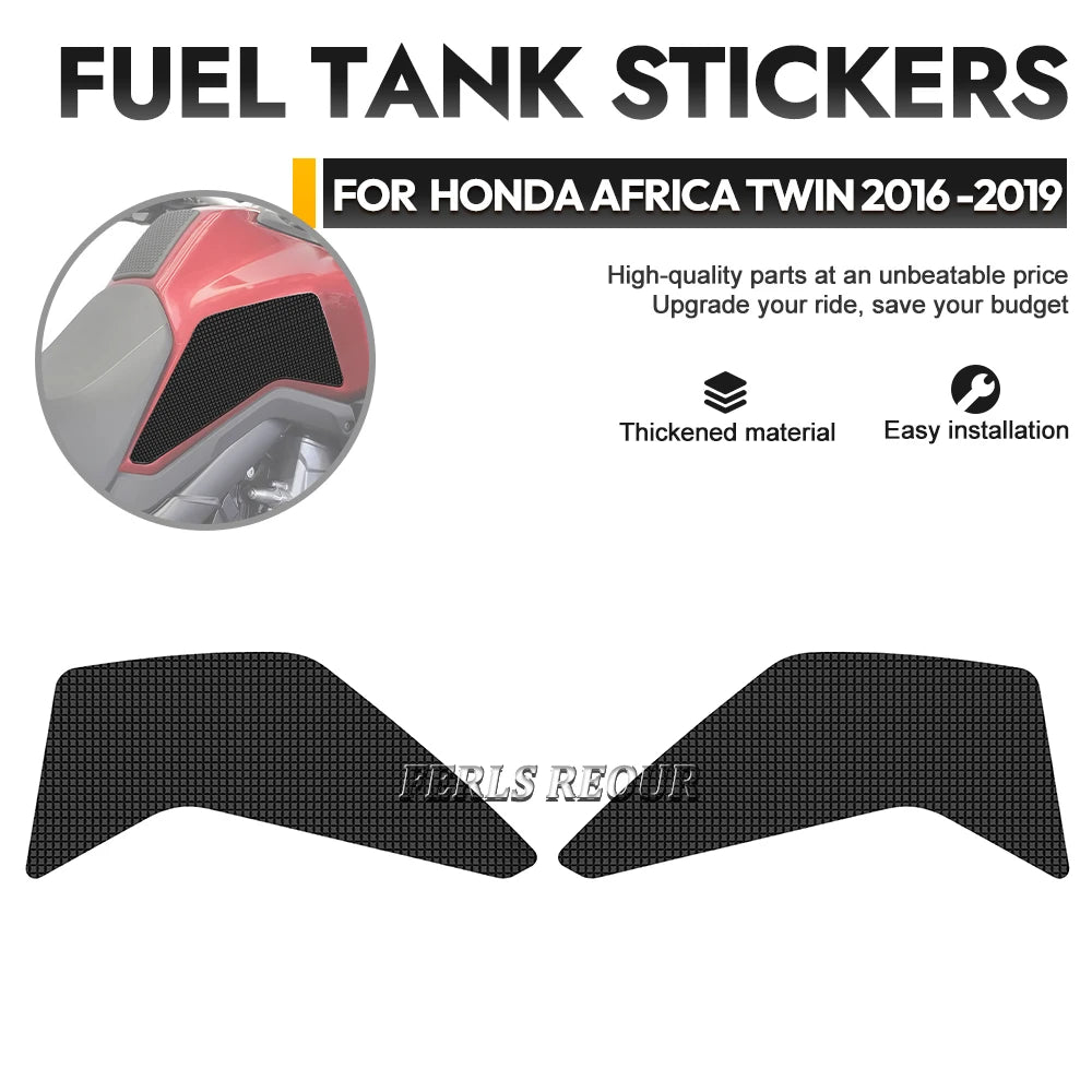 Fuel tank stickers for Honda AFRICA TWIN 2016-2019, black anti-slip fuel tank mats, motorcycle fuel tank protectors