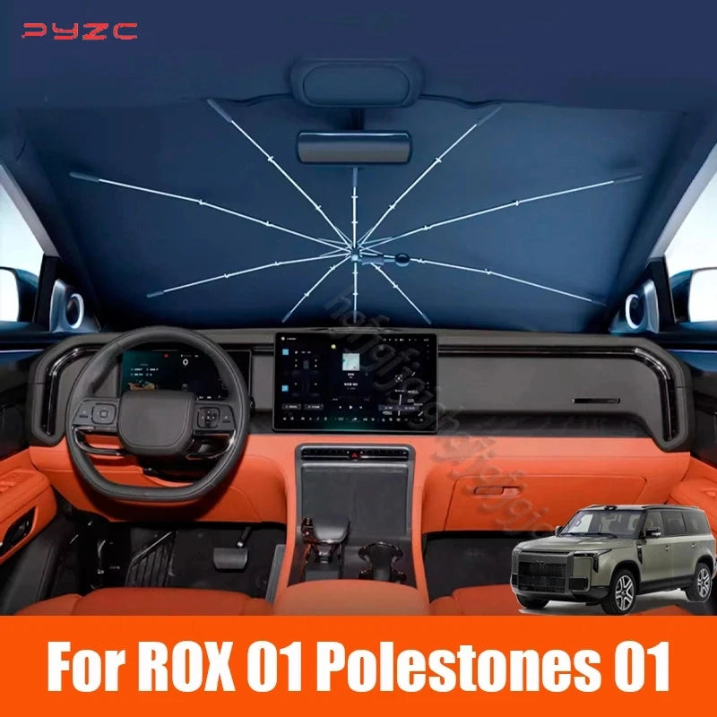 For ROX 01 Polestones 01 Car 2024 2025 Car Windshield Sunshade Foldable Umbrella amry Front Heat Insulation Accessories