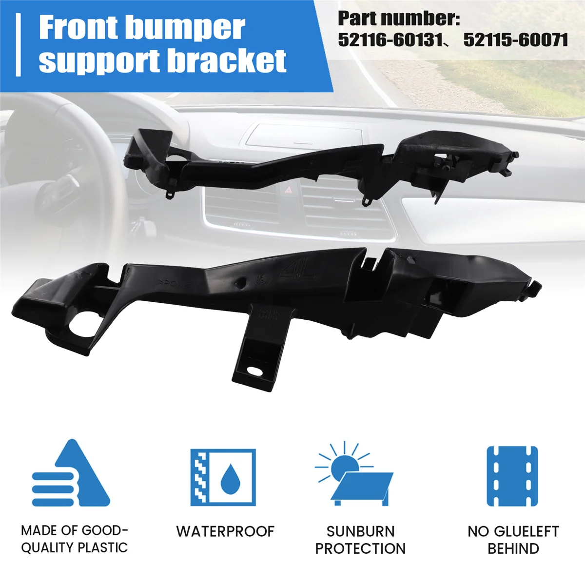 1 Pair Front Bumper Support Bracket 52116-60131 52115-60071 for Toyota Land Cruiser Prado 120 2002-2009