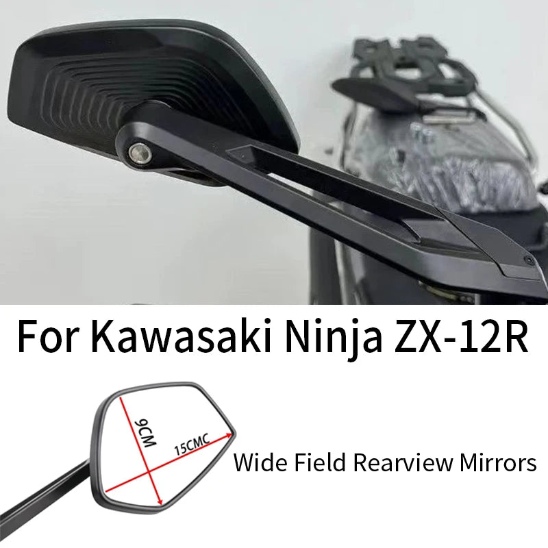 For Kawasaki Ninja ZX-12R Motorcycle Rearview Mirrors Wide Vision Aluminum Alloy Side Mirrors Anti-Shake Adjustable Casting
