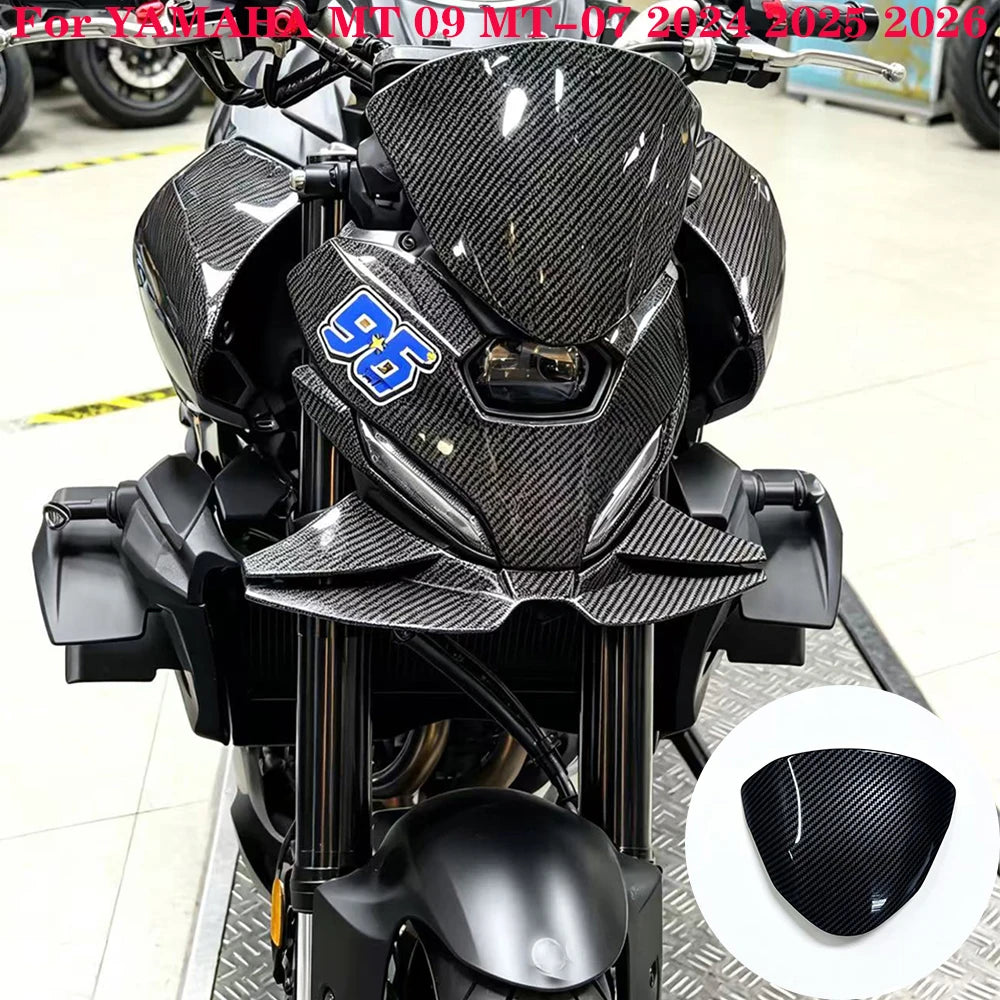 For YAMAHA MT 09 MT-07 2024 2025 2026 Motorcycle Accessories Carbon fiber Windshield Front Support Windshield Wind Deflector  ﻿