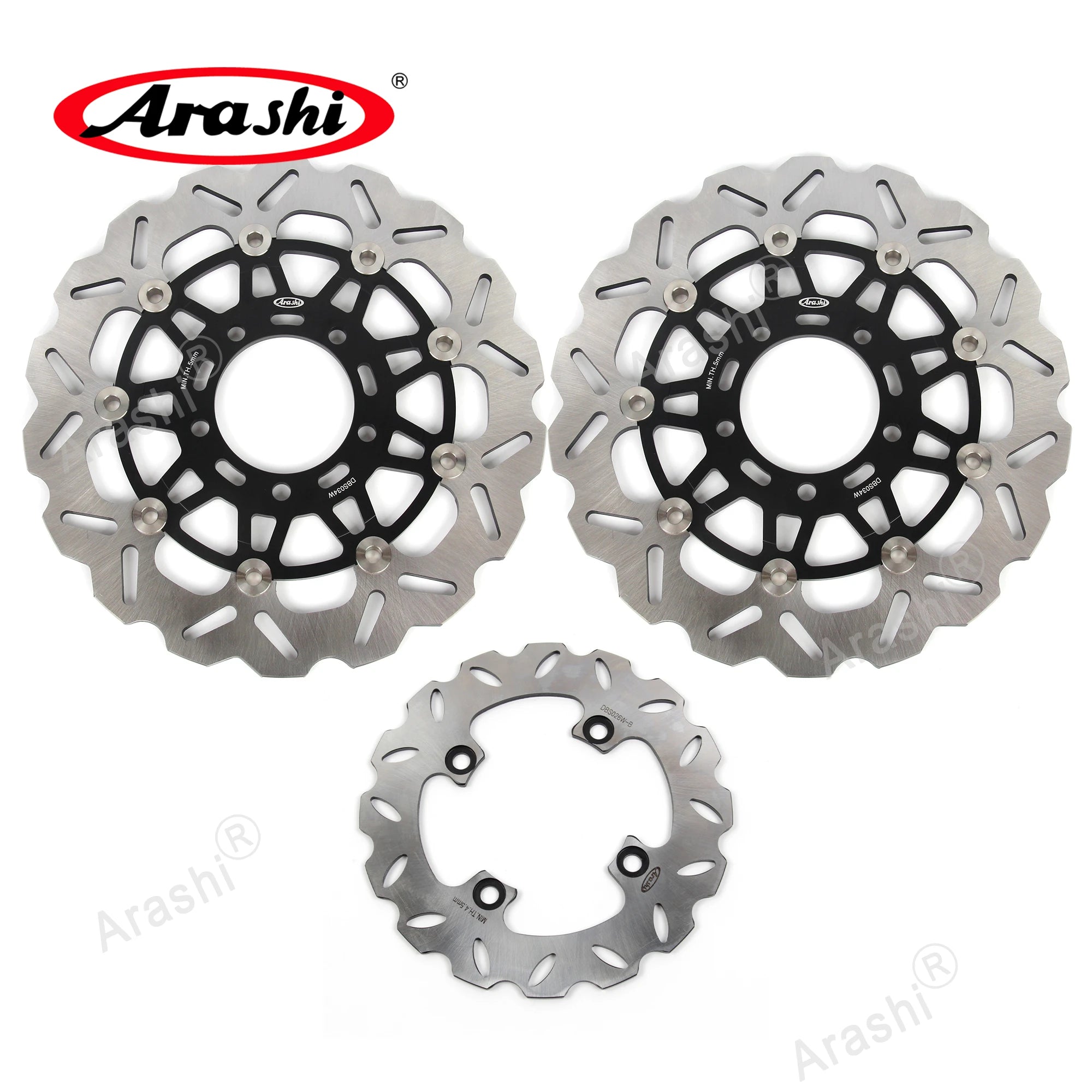 Arashi 1 Set For KAWASAKI ZX6R NINJA 600 2007 2008 2009 2010 2011 2012 2013 2014 2015 CNC Front Rear Brake Disc Rotors ZX-6R