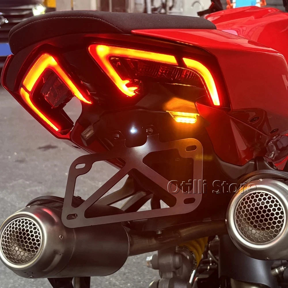 Motorcycle Rear Short Tail Fender Eliminator LED Light License Plate Holder Bracket For Ducati Panigale V4 PANIGALE V2 2025 2026