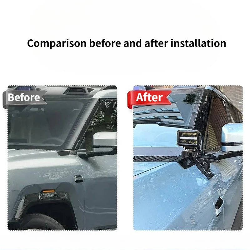 For BYD Leopard 8 DENZA B8 2024 2025 2026 Car A-Pillar Dual Light Expansion Bracket Hood LED Spotlight Quick-Release Light Stand
