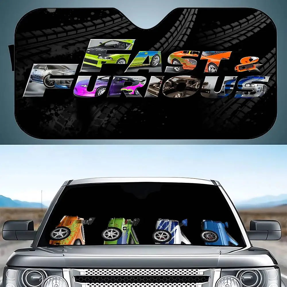 واقي الشمس الزجاجي الأمامي للسيارة بتصميم "Cool The F-fast And The F-furious" العصري والأنيق، غطاء زجاج أمامي للسيارة، ستارة حاجب شمس للسيارة