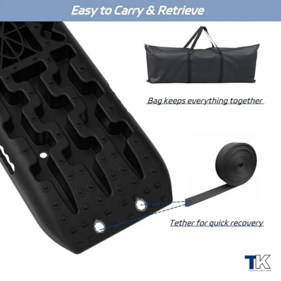 Heavy-Duty Off-Road Traction Boards with Jack Base and Storage Bag - Recovery Boards Perfect for Sand Mud and Snow 2pcs