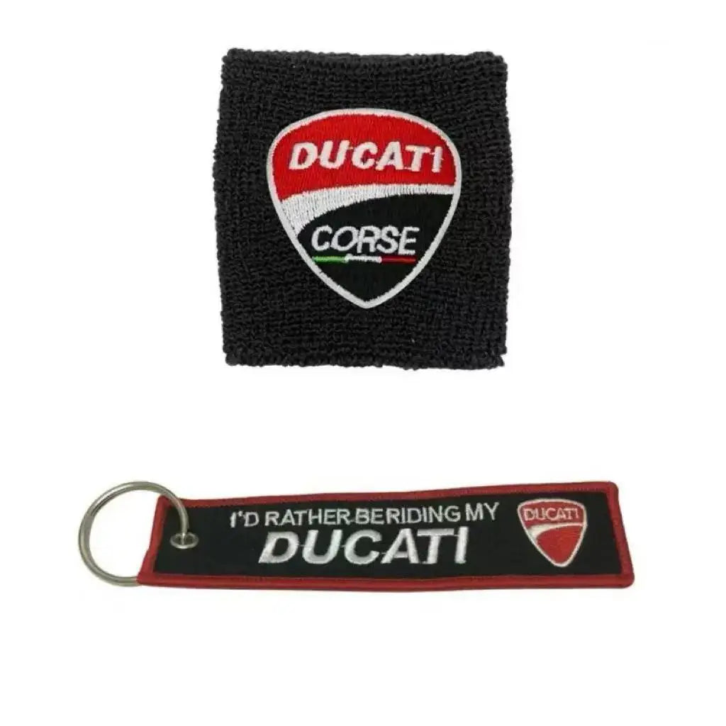 1/2pc Motorcycle Embroidery Front Fluid Oil Brake Reservoir Sock Cover for Ducati Monster Panigale Diavel V4 Scrambler Accessory