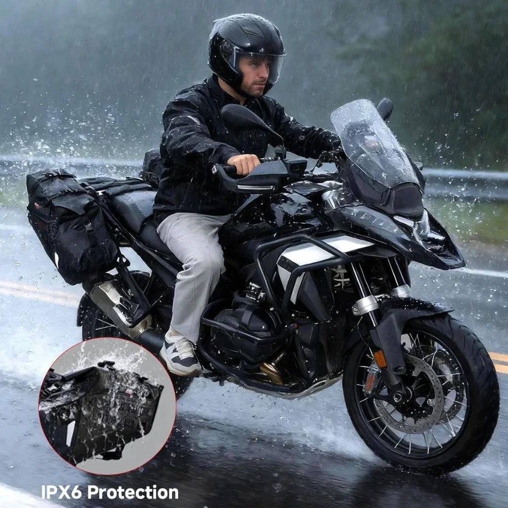 Motorcycle Saddlebags 30L PVC Waterproof Soft Panniers Side Tail Bag for Motorbike Dirtbike Dual Sport Bike Adventure Saddle Bag