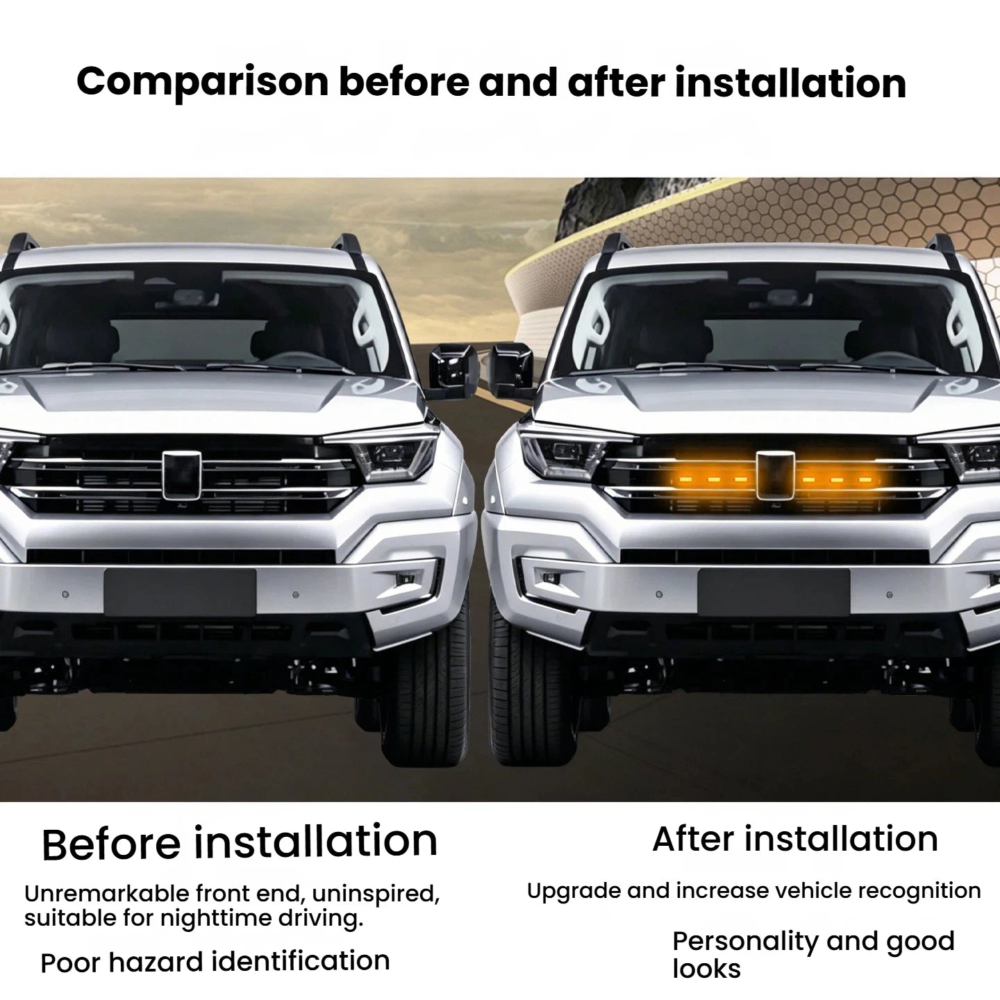 LED Front Grille Light FOR BYD LEOPARD 8 DENZA B8 Car Daytime Running Light Wheel Eyebrow Lamp For Pickup Offroad 12V