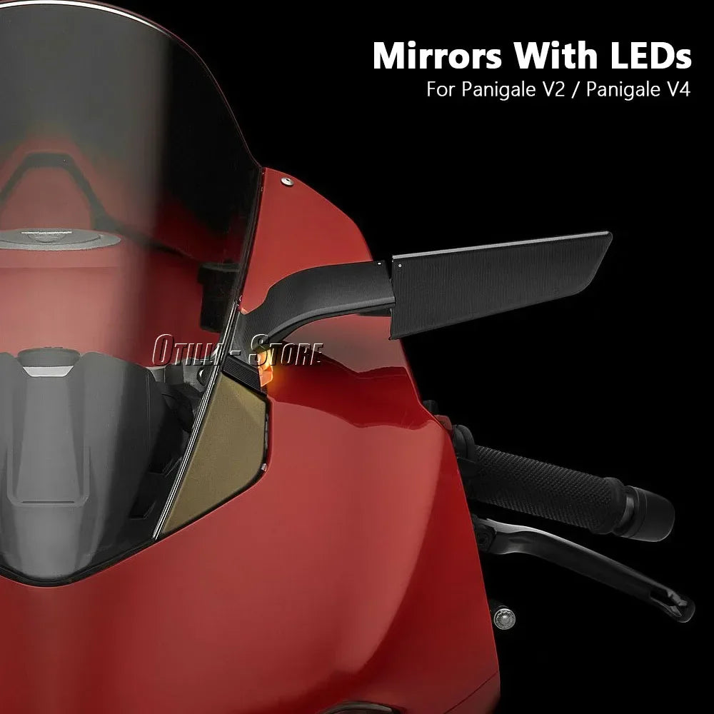 Panigale V2/V4 Rearview Mirrors with LED Rotating Adjustable Wing Mirrors for Ducati Panigale V2 2020-2023 PANIGALE V4 2019-2022