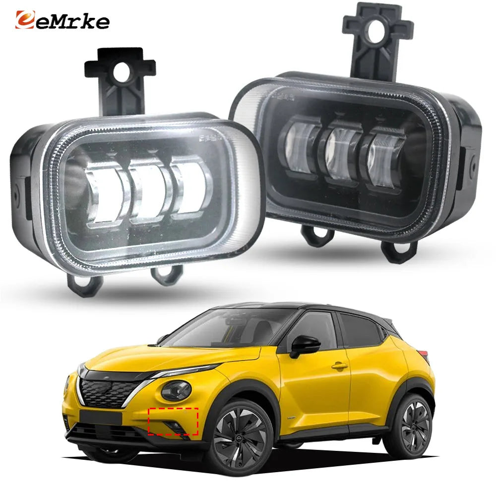 مصابيح ضباب LED عالية الطاقة 40 واط لسيارة نيسان جوك F16 MK II 2019 2020 2021 2022 2023، مصباح أمامي بعدسة DRL 12 فولت أبيض أصفر