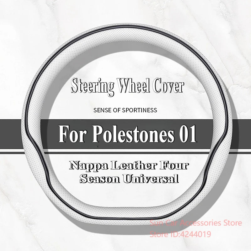For Polestones ROX 01 2024 Nappa Leather Steering Wheel Cover Ultra Thin Four Season Universal Non-Slip Car Interior Accessory