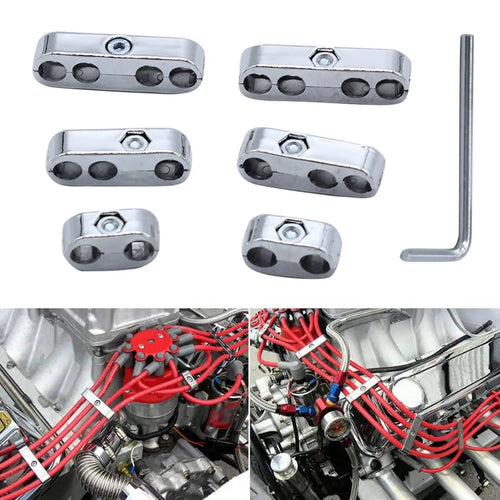 #91H Automotive Parts & Accessories,7mm 8mm Spark Plug Wire Separators Looms Dividers for ford Chevy 9723 (Chrome)