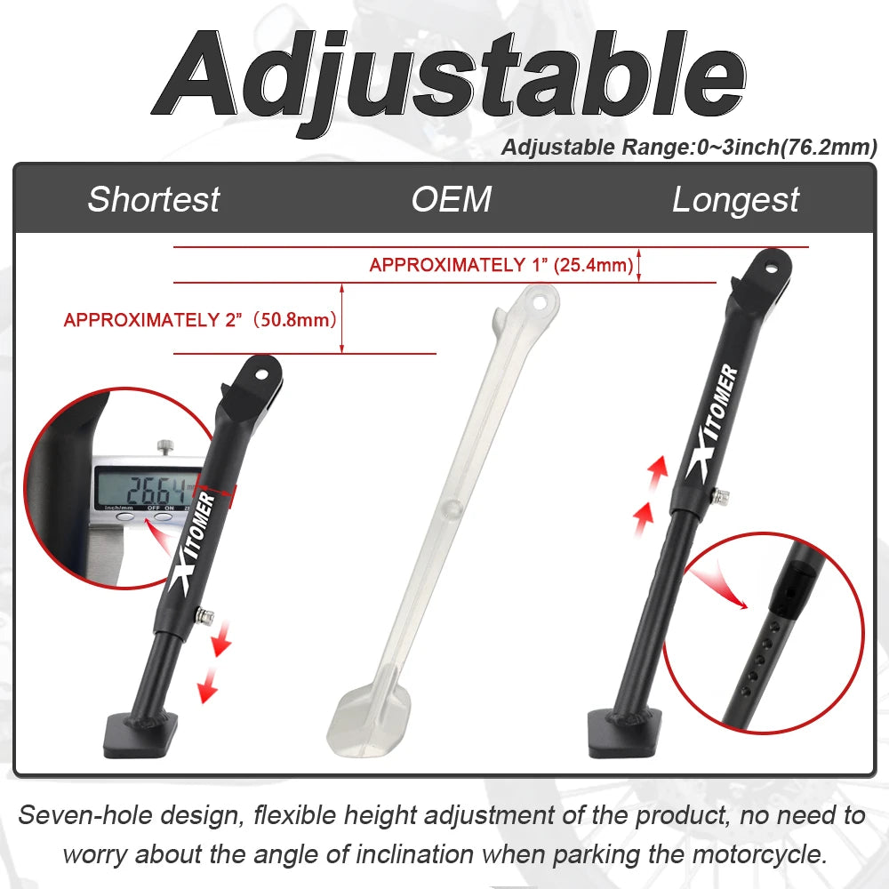 For Yamaha Tenere 700 2019 2020 2021 2022 2023 2024 Motorcycle Kickstand Adjustable Foot Side Support Parking Kickstand