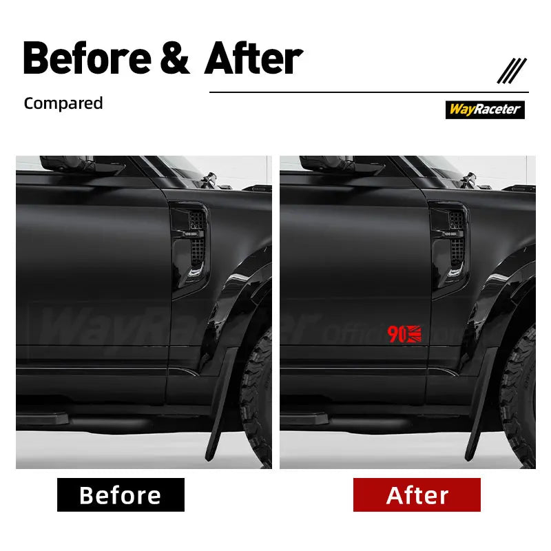 1 Piece Matte Black Trunk Sticker Side Fender Reflective Sticker Decal  For Land Rover Defender 90 110 130 Union Jack Accessorie