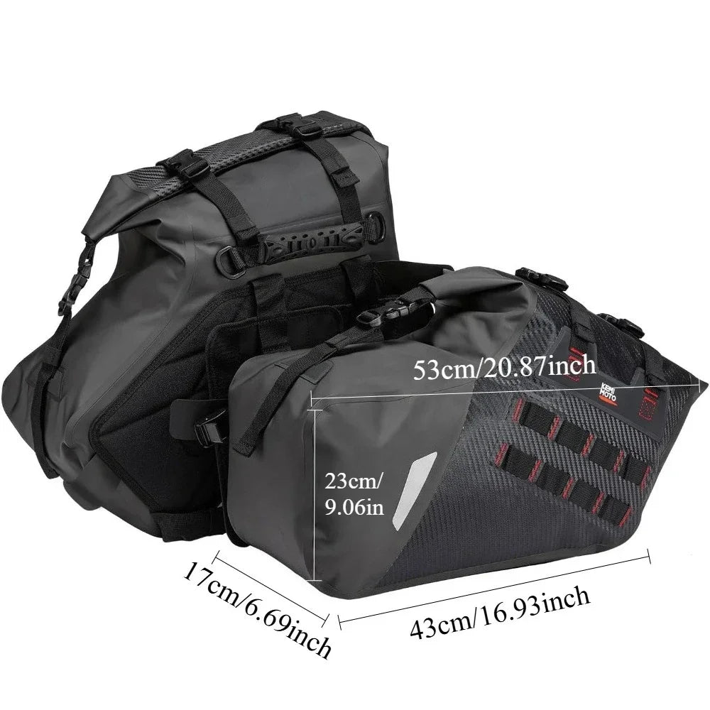 Motorcycle Saddlebags 30L PVC Waterproof Soft Panniers Side Tail Bag for Motorbike Dirtbike Dual Sport Bike Adventure Saddle Bag