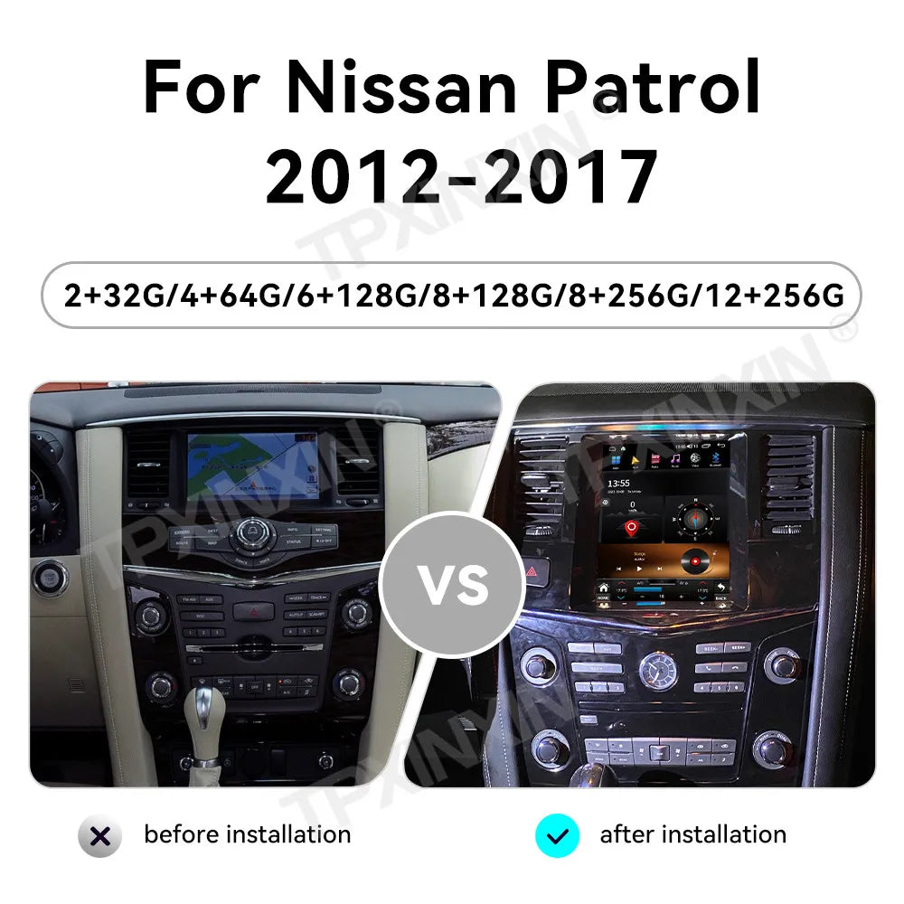 Android 14 GPS Navi Car Radio Carplay For Nissan Patro Y62l 2012-2017 Auto Stereo Multimedia Player 10.4" Tape Recorder Headunit