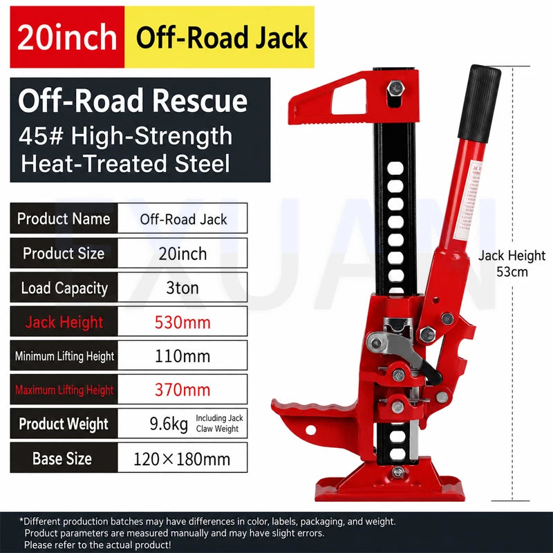 20/33/48 Inch Farm Jack High Lift Jack Off Road Recovery Jack 3 Ton Vehicle Lifting Tool For Jeep SUV Truck ATV UTV 4WD