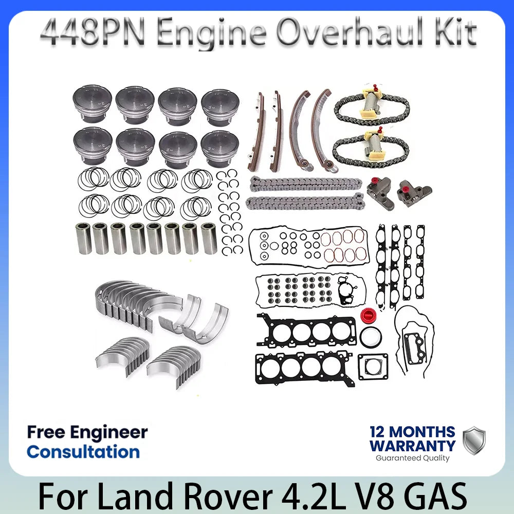 448PN Engine Overhaul Kit Timing Gasket Bearing Piston Ring Set For Land Rover 4.2L 4.2 L T V8 Engine Repair Spare Parts 05-13