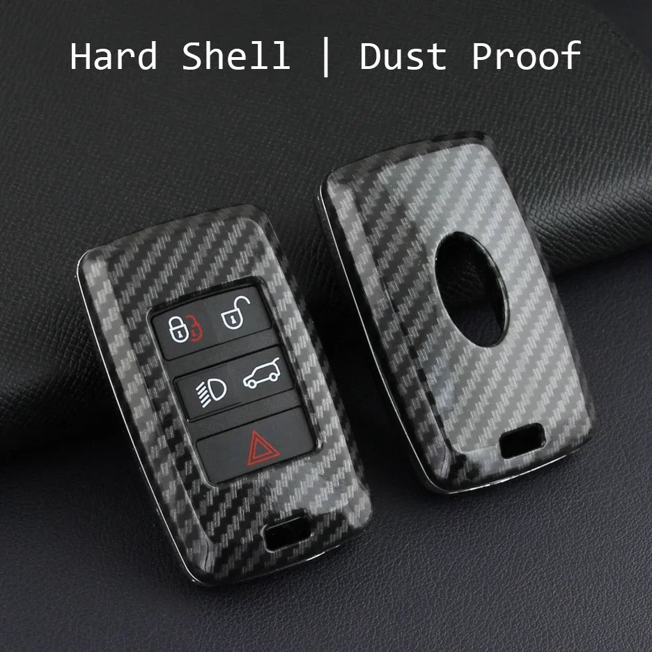 Carbon Fiber Car Key Fob Cover Chain Case For Land Range Rover Sport Evoque Velar Discovery Defender 90 110 130 Jaguar XE XF