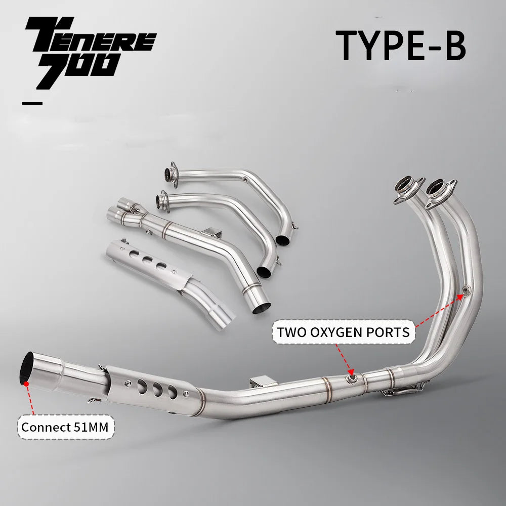 For Yamaha TENERE 700 T700 2019-2025 T7 XTZ 690 700 Motorcycle Exhaust Manifold Front Pipe Fit Original Escape Muffler