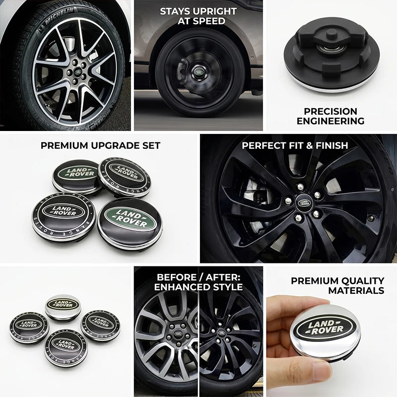 4Pcs 60mm Floating Wheel Center Caps Hub Cover For Land Rover Range Rover Discovery Evoque Sport Defender Velar Premium Pro