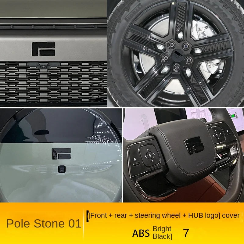 For JISHI Polestones 01 ROX 01 Rear emblem of steering wheel hub car Alphabet logo emblems
