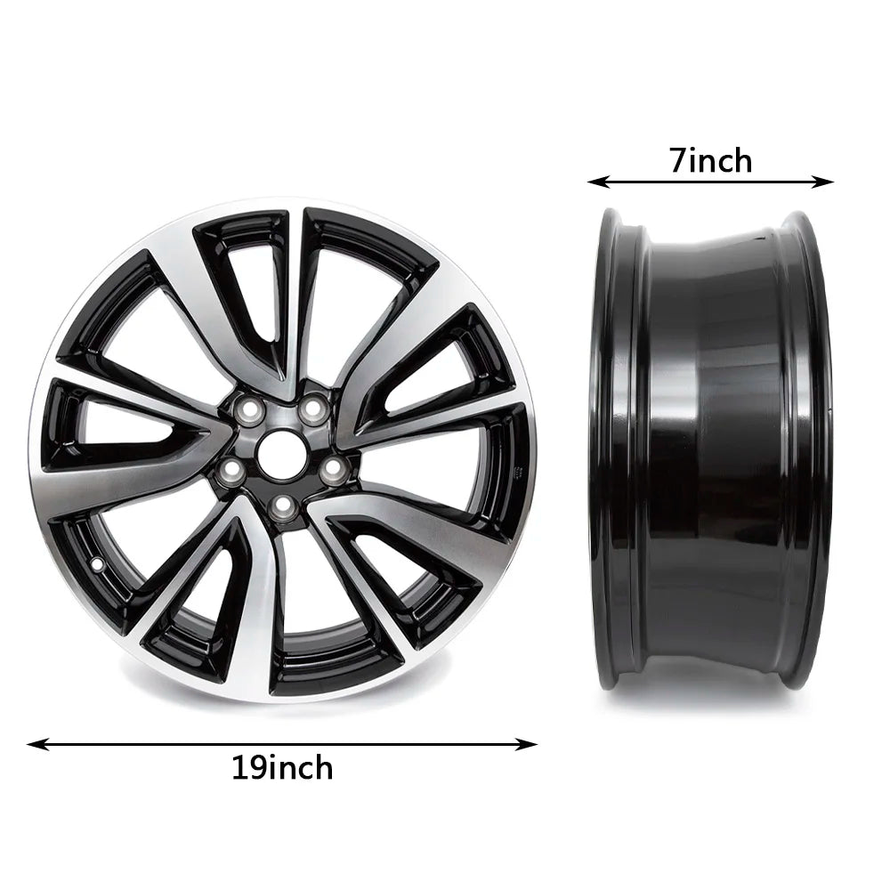19x7.0 Inch Alloy Wheel Rim ET40 CB66.1 PCD 5x114.3 Black Machined Face Replica Rim Part#62748 Replacement Wheel Fit Nissan Rogue Sport 2017 2018 2019 2020 Aluminum Car Wheel Hub