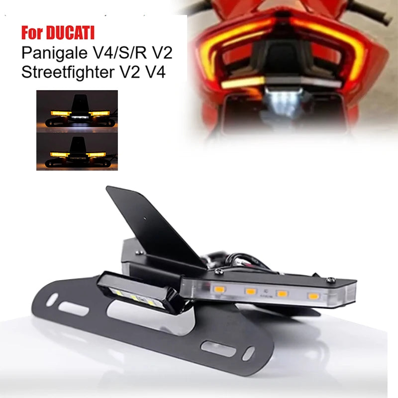 For Ducati Panigale V4R/S License Plate Holder Integrated Turn Signal Tail Tidy Fender Eliminator For Streetfighter V4 V4S V2