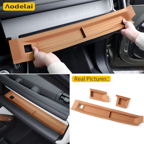 3 Pieces Left Driving Suitable for 2020–2026 Land Rover Defender 90 110 130 Console Storage Box Cushion Protection Pad Silicone