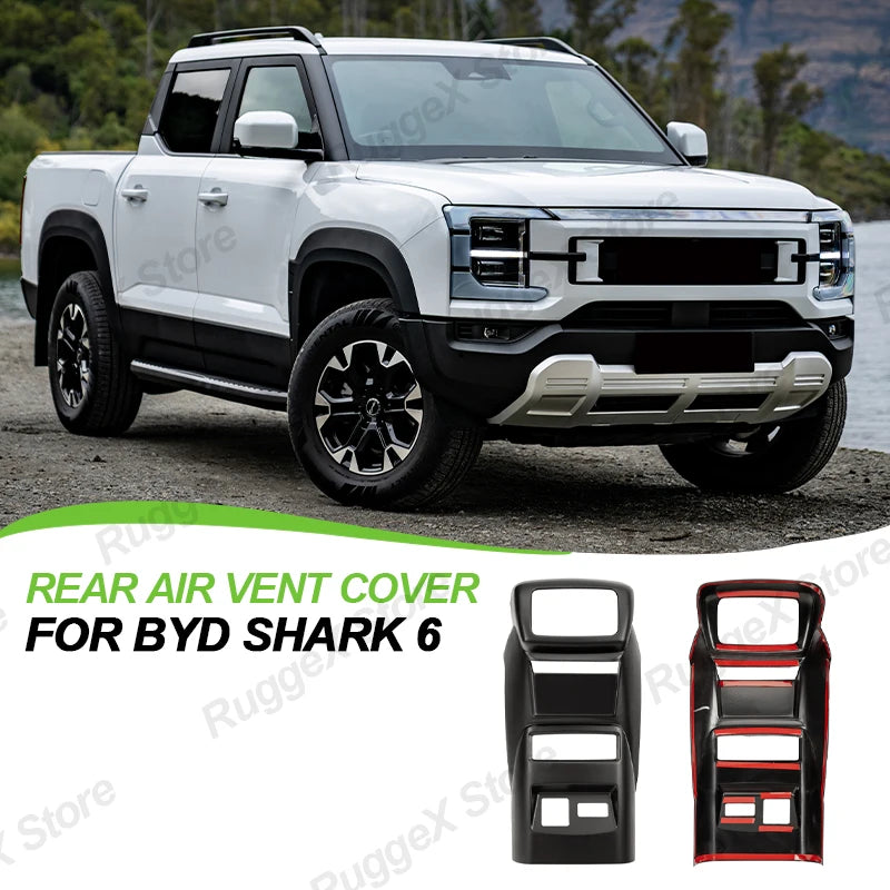 For BYD Shark 6 Accessories Rear Air Vent Cover Armrest Back Anti-kick Protective Panel ABS Material Matte Black Car Accessories