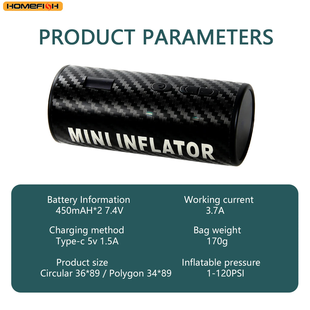 HOMEFISH 12V 120PSI Mini Air Compressor Tire Inflator Portable Electric Air Pump for Ball And Bicycle Tire Inflating