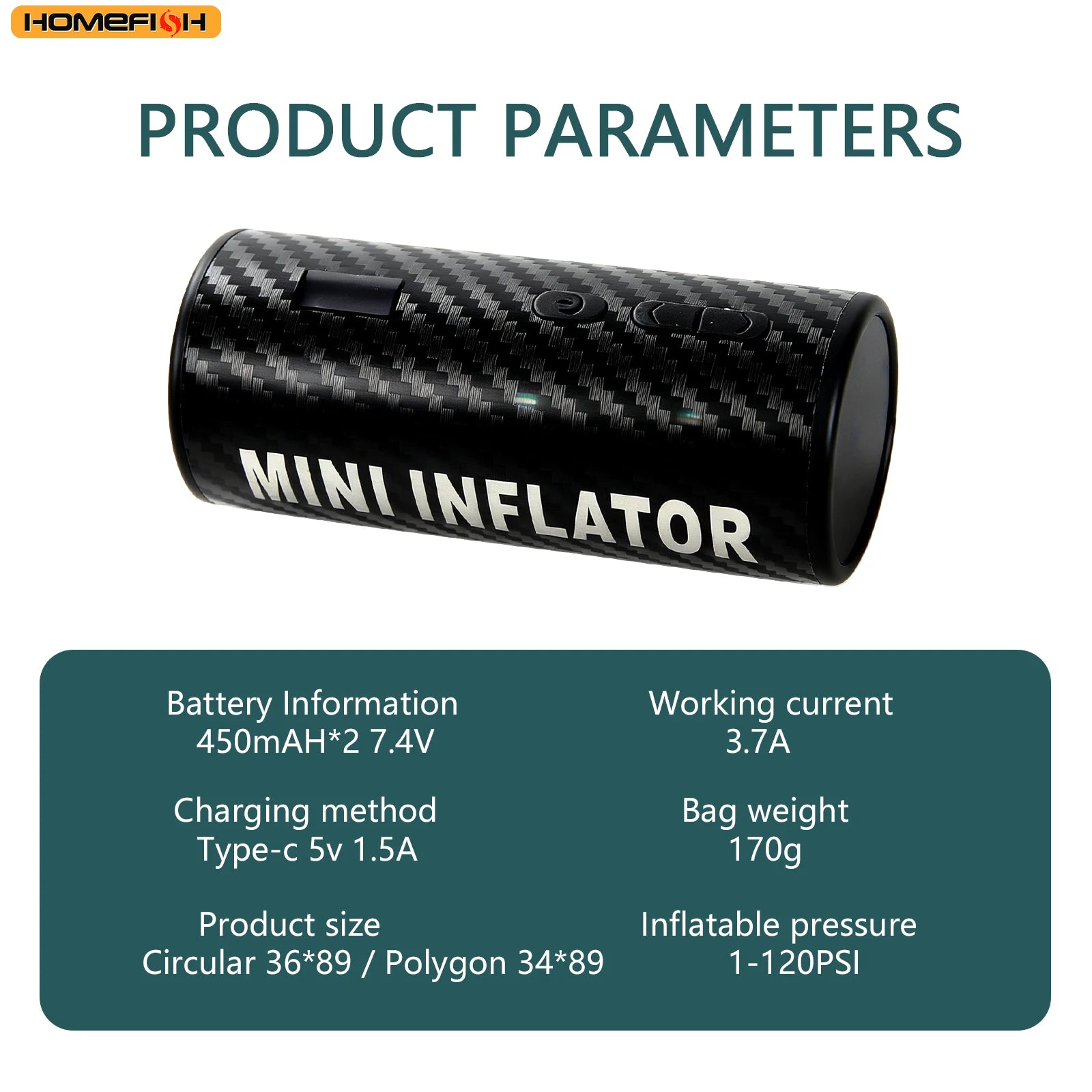 HOMEFISH 12V 120PSI Mini Air Compressor Tire Inflator Portable Electric Air Pump for Ball And Bicycle Tire Inflating