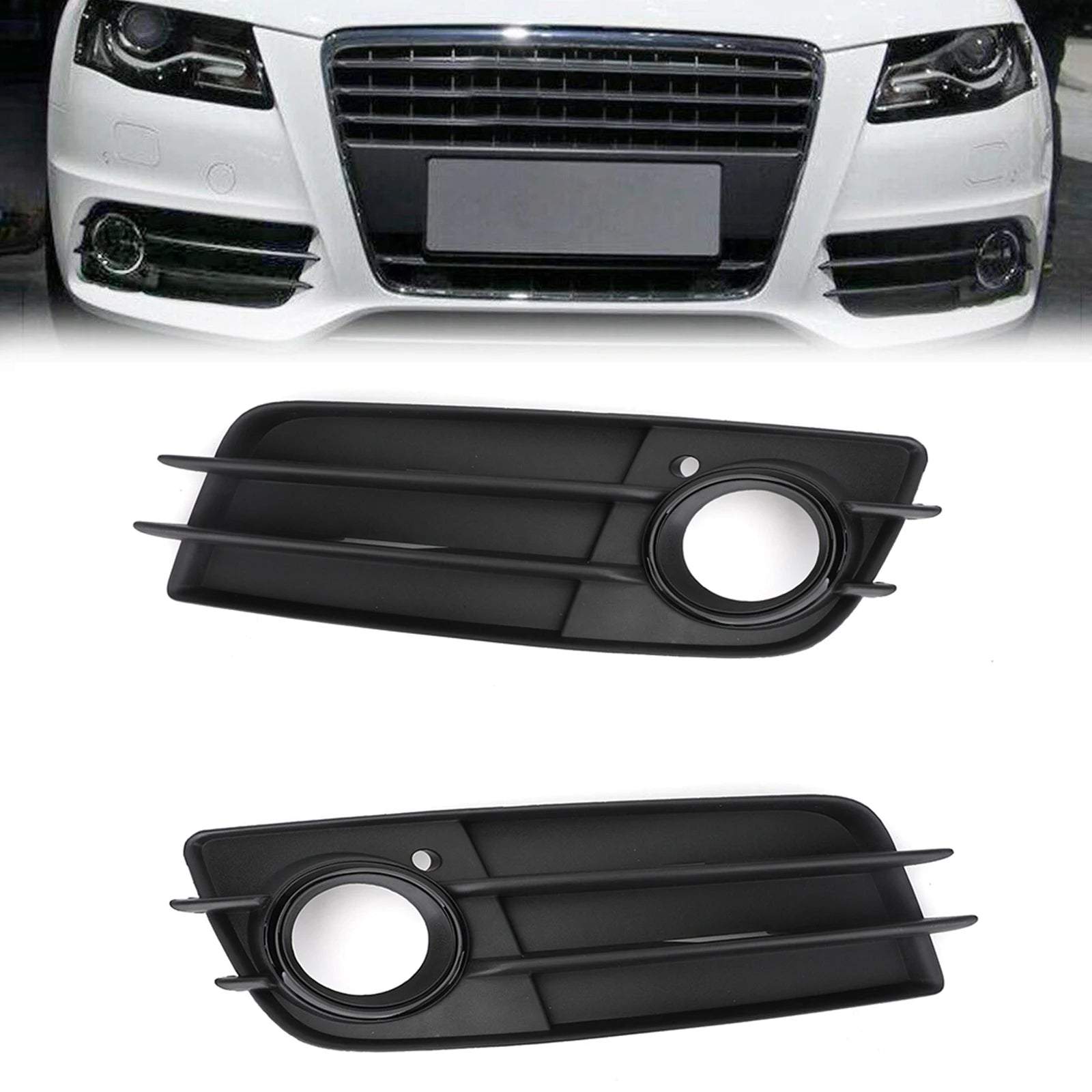 Front Bumper Black Fog Light Grille Cover For Audi A4 S-LINE S4 2008-2012 8K0807681C/8K0807682C Fog Light Cover