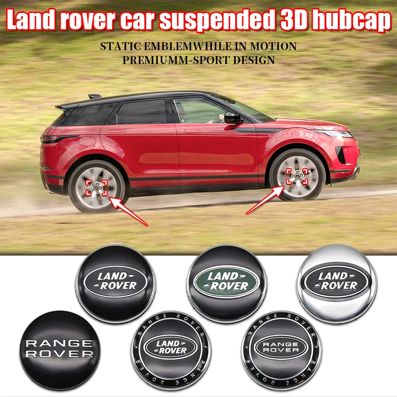 4Pcs 60mm Floating Wheel Center Caps Hub Cover For Land Rover Range Rover Discovery Evoque Sport Defender Velar Premium Pro