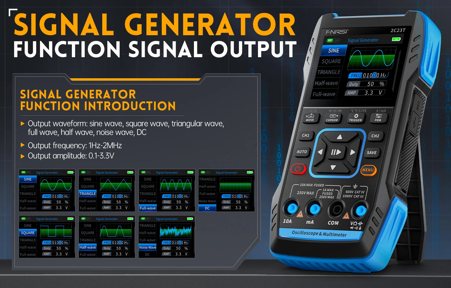 FNIRSI 2C23T 2C53T Upgrade 50MHz Handheld Digitaal Oscilloscoop Multimeter Signaalgenerator 3 in 1 Dual-channel Autogereedschap